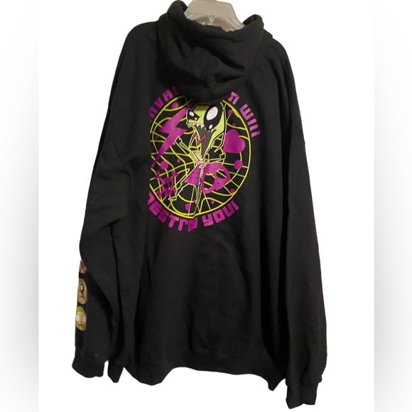 New Official Invader Zim and Gir Pullover 2 sided hoodie - Black sz 2x,3XL - Picture 6 of 6